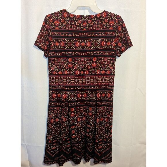 Chico's Floral Striped Print Short Sleeve Dress Knee Length Size 0 (4-6) - Picture 3 of 12